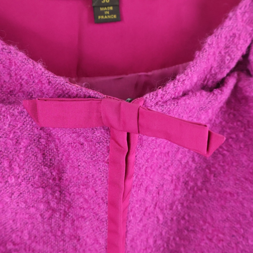 LOUIS VUITTON(ルイヴィトン) 06AW モノグラム ゴールドボタン モヘア混 ウールツイード ノーカラー ショート クロップド ジャケット ピンク レディース RW062A WJJA19WPP