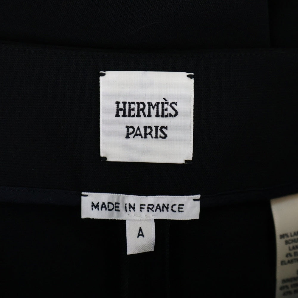 HERMES(エルメス) 22AW ウール センタープレス テーパード スラックスパンツ ブラック レディース 2H0403DM