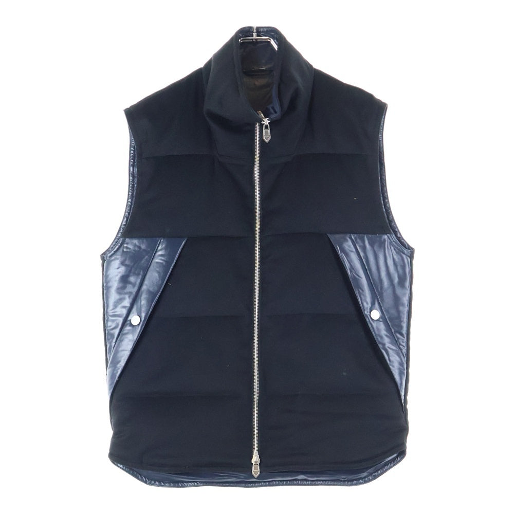 HERMES(エルメス) カシミヤ切り替え スタンドカラー ジップアップ ダウンベスト ブラック/ネイビー