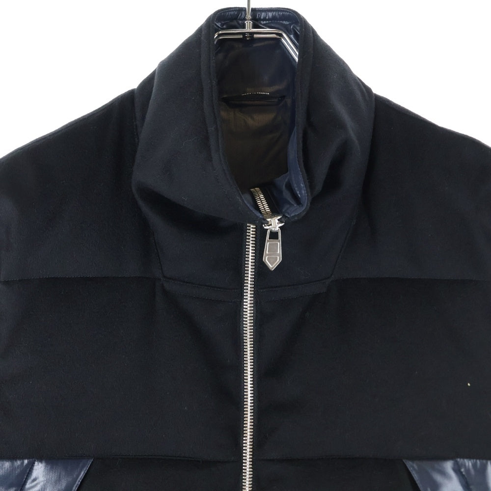 HERMES(エルメス) カシミヤ切り替え スタンドカラー ジップアップ ダウンベスト ブラック/ネイビー