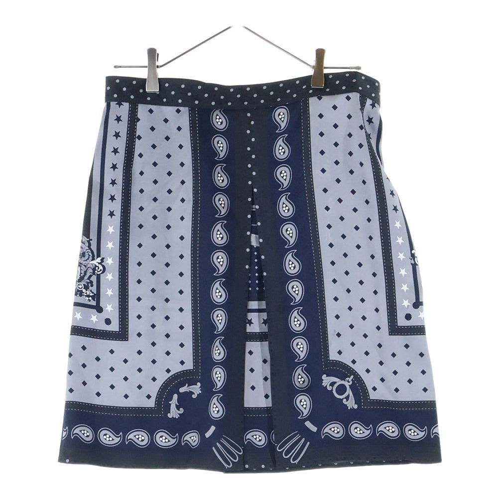 HERMES(エルメス) 22AW シルクスカーフ 柄プリント ミディアムスカート グレー/ネイビー レディース 2H0315DU