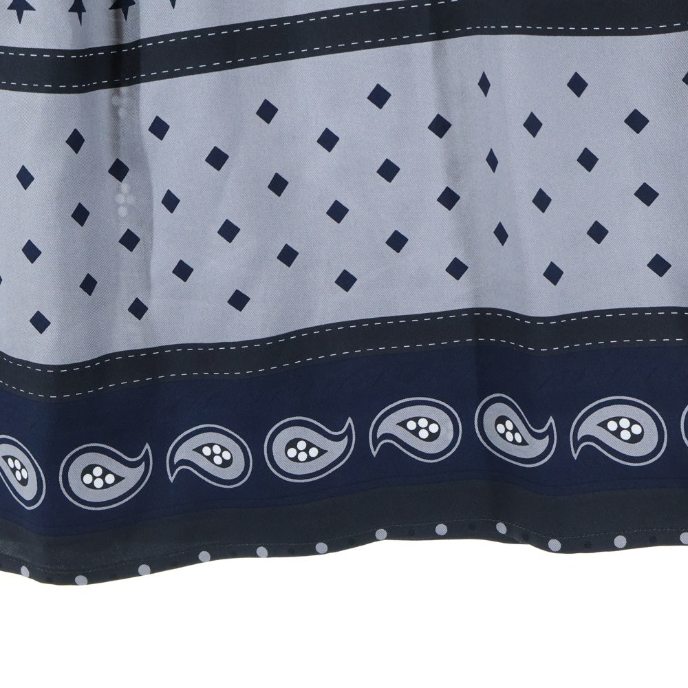 HERMES(エルメス) 22AW シルクスカーフ 柄プリント ミディアムスカート グレー/ネイビー レディース 2H0315DU