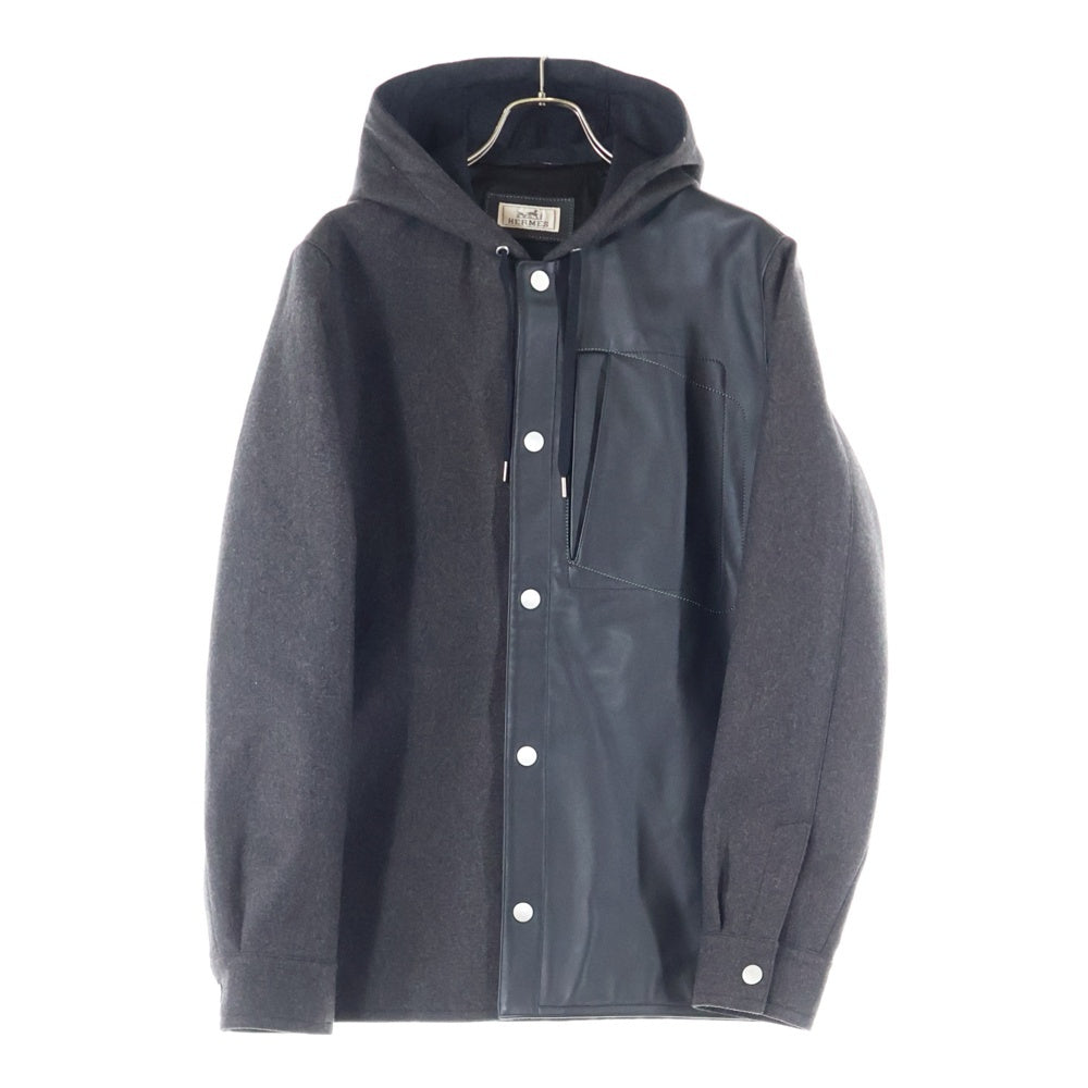 HERMES(エルメス) セリエ スナップボタン カウレザー切り替え カシミヤ