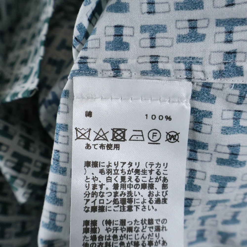HERMES(エルメス) セリエ カフスボタン Hロゴ総柄プリント 長袖シャツ グリーン