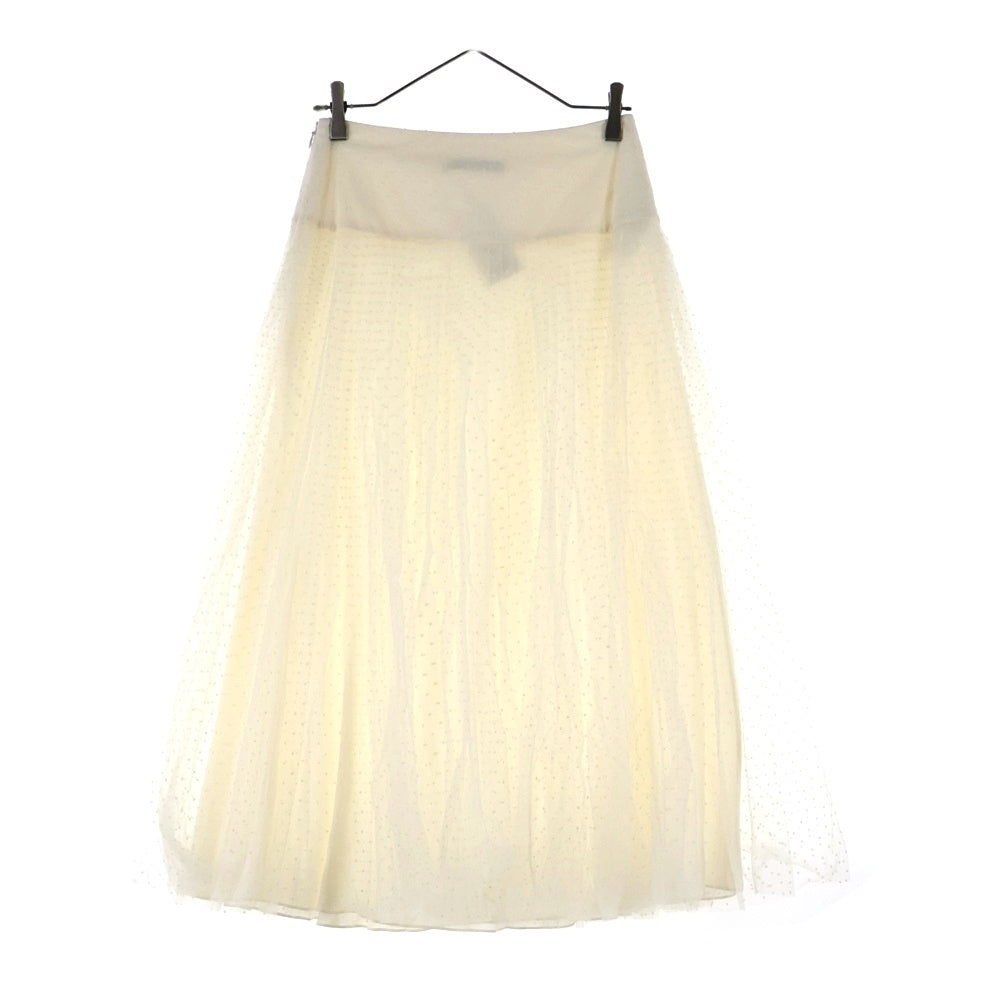 Christian Dior(クリスチャンディオール) ドット総柄 レイヤード チュール レース ミディアム ギャザー フレア スカート ホワイト レディース 841J50A8810