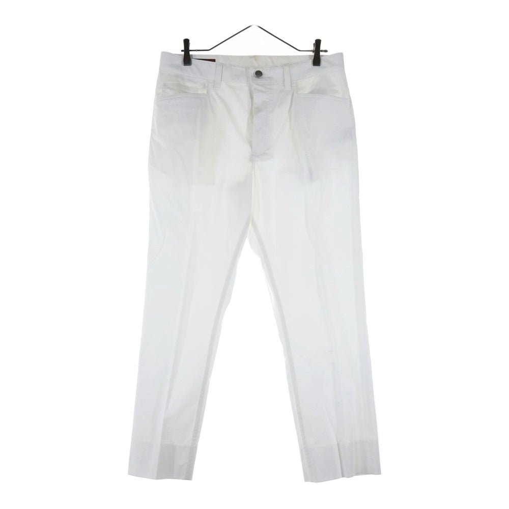 HERMES(エルメス) セリエ ボタンフライ レザーロゴパッチ コットン ストレッチ ストレート パンツ ホワイト