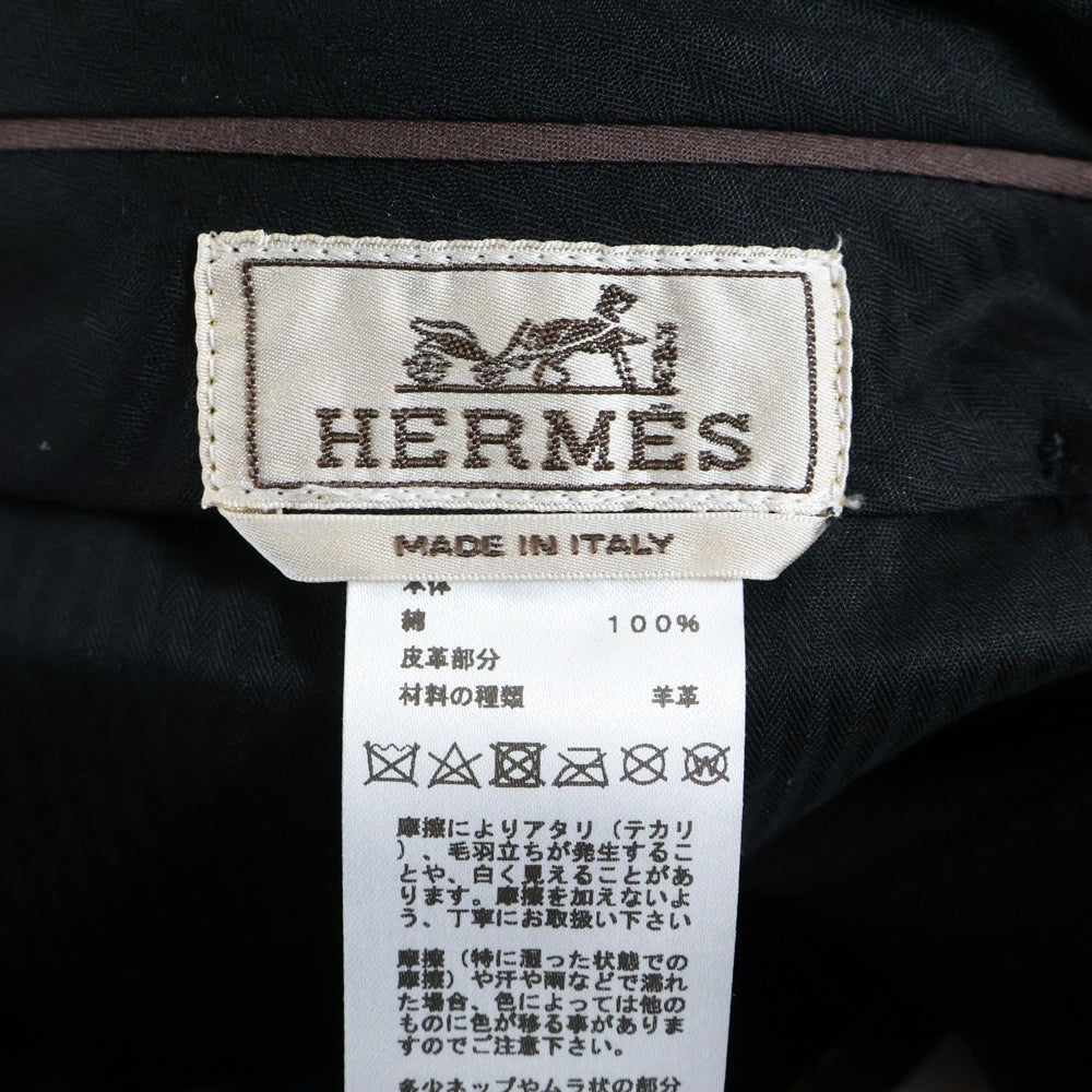 HERMES(エルメス) コットン テーパード スラックスパンツ トラウザーズ ダークグレー
