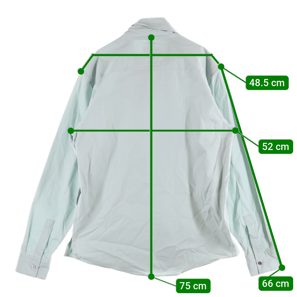 HERMES(エルメス) セリエ カフスボタン 変形 スカーフ スタンドカラー プルオーバー 長袖シャツ ライトグリーン