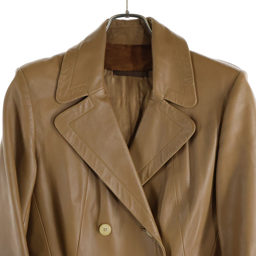 LOEWE(ロエベ) レザー ダブルブレスト トレンチコート ブラウン レディース