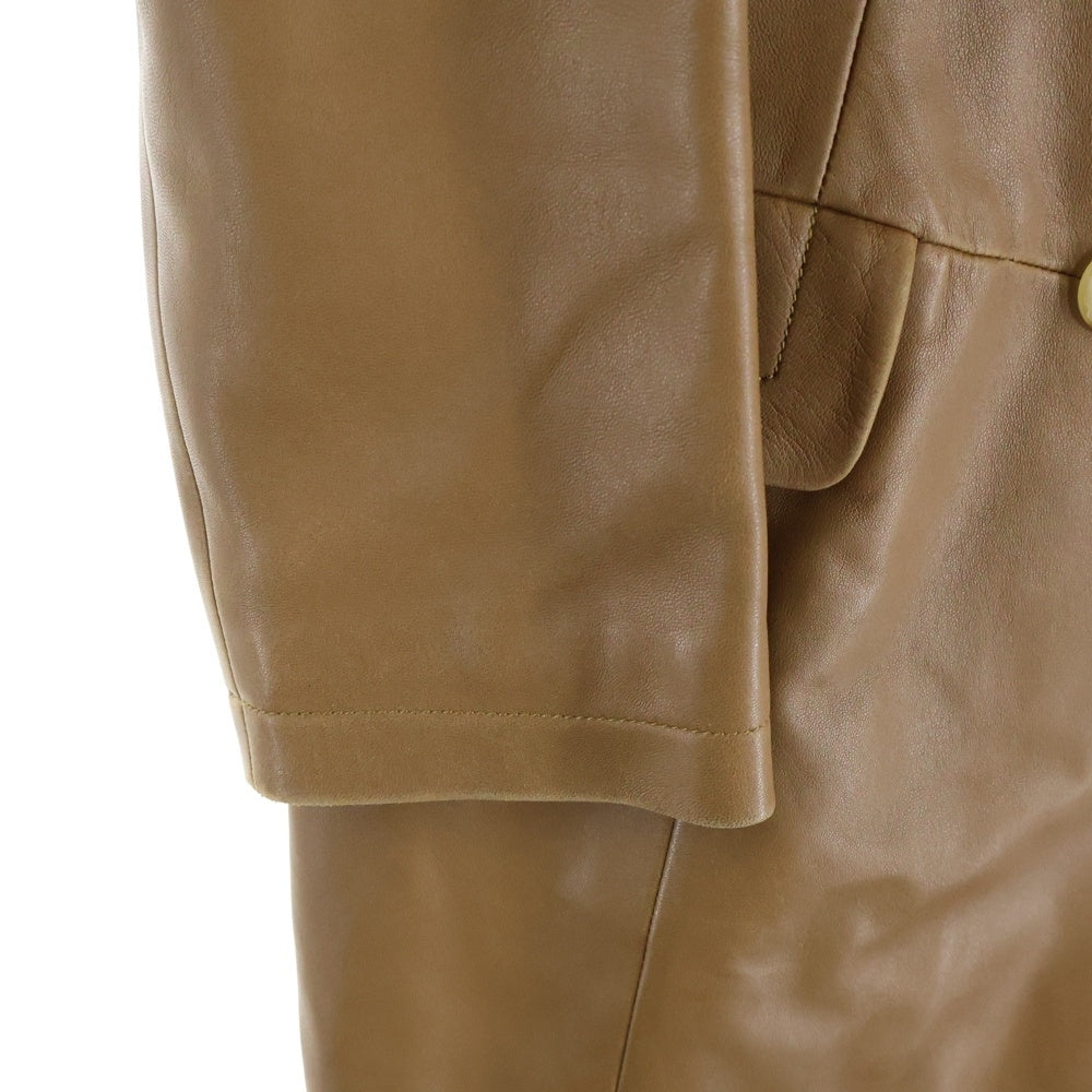 LOEWE(ロエベ) レザー ダブルブレスト トレンチコート ブラウン レディース