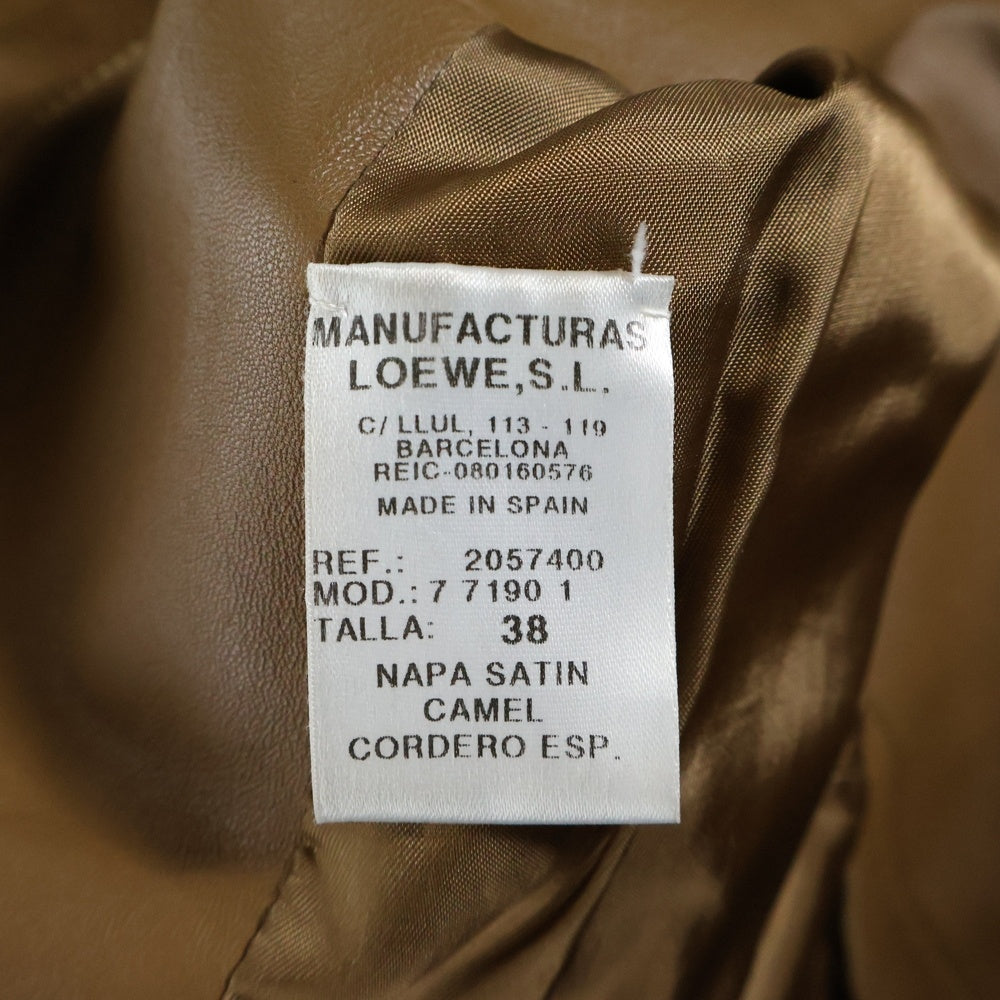 LOEWE(ロエベ) レザー ダブルブレスト トレンチコート ブラウン レディース