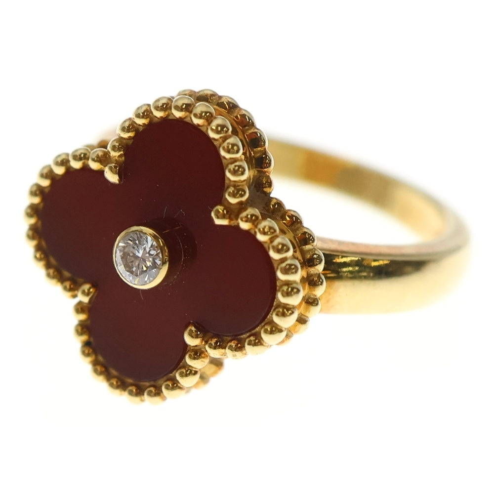 Van Cleef & Arpels(ヴァンクリーフアンドアーペル) ヴィンテージアルハンブラ カーネリアン 1Pダイヤ リング 指輪 AuYG VCARD40853 イエローゴールド レディース