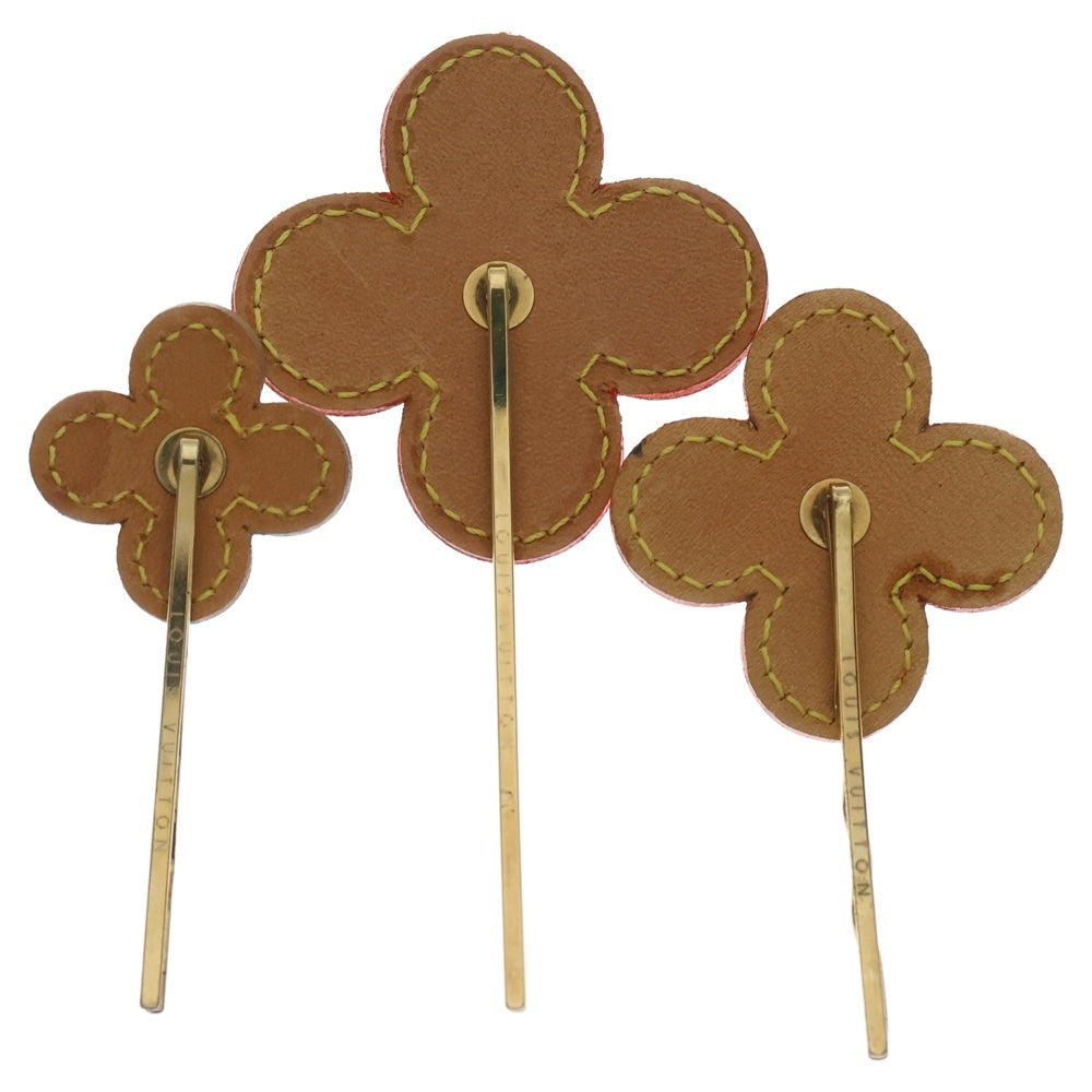 LOUIS VUITTON(ルイヴィトン) ヴェルニ バレッタ・フルール パテントレザーヘアピンセット オレンジ/ベージュ レディース