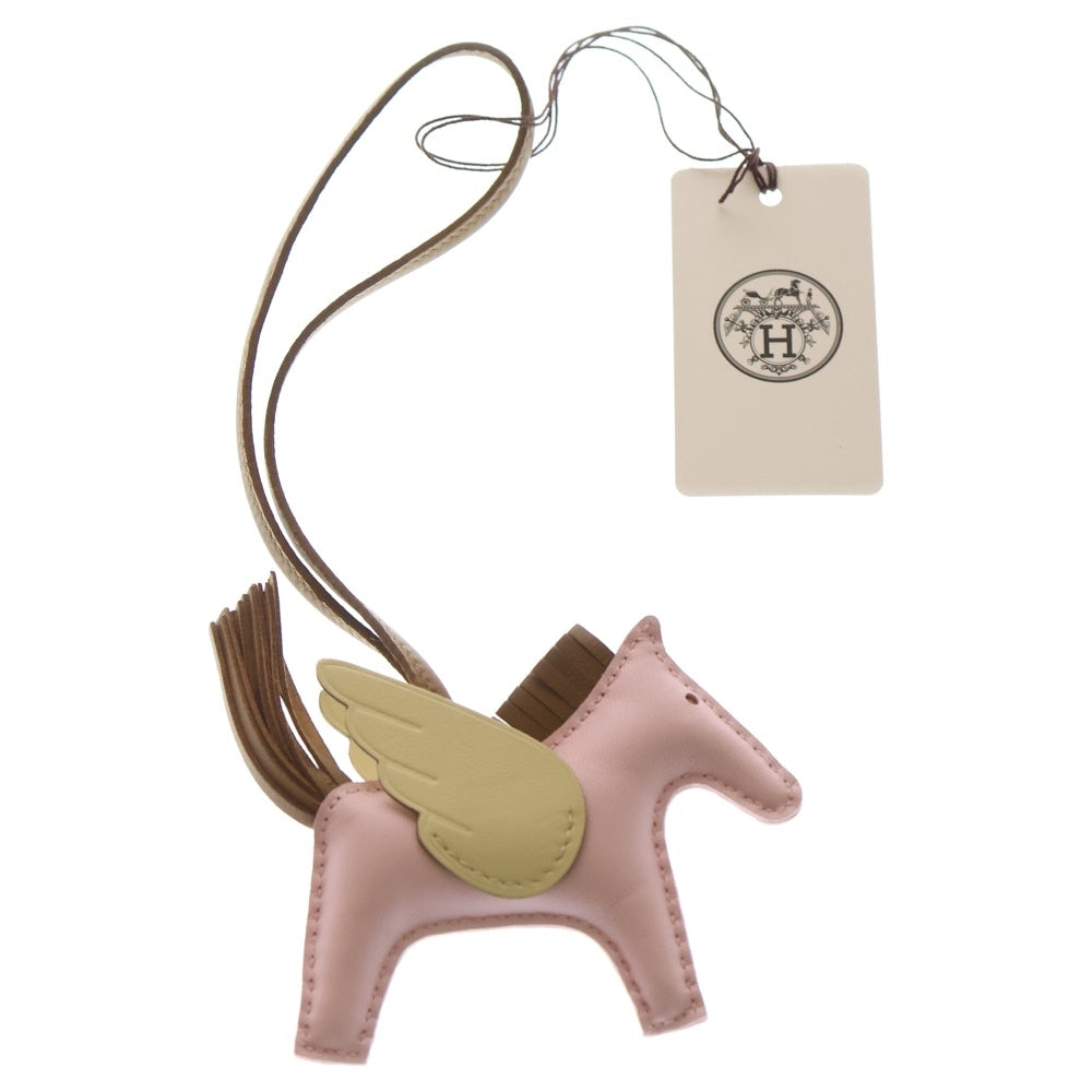 HERMES(エルメス) ペガサスチャームPM バッグチャーム ローズダーリン×クラフト×ジョニューミルトン ピンク×ブラウン×パステルイエロー アニョーミロ W刻印 レディース