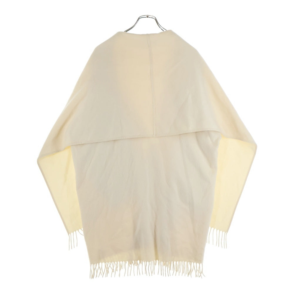 FERRAGAMO(フェラガモ) カシミヤ フリンジ マフラー付き ガウン ジャケット コート アイボリー レディース