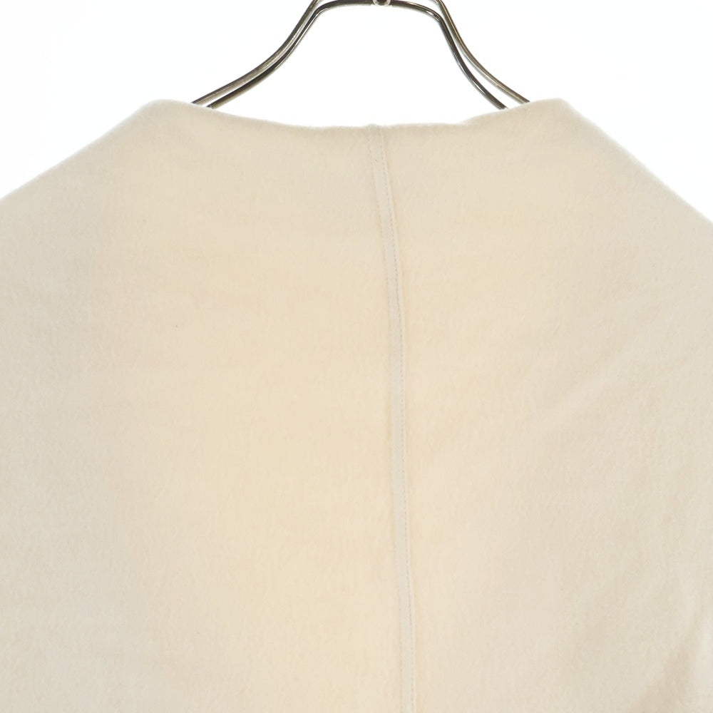 FERRAGAMO(フェラガモ) カシミヤ フリンジ マフラー付き ガウン ジャケット コート アイボリー レディース