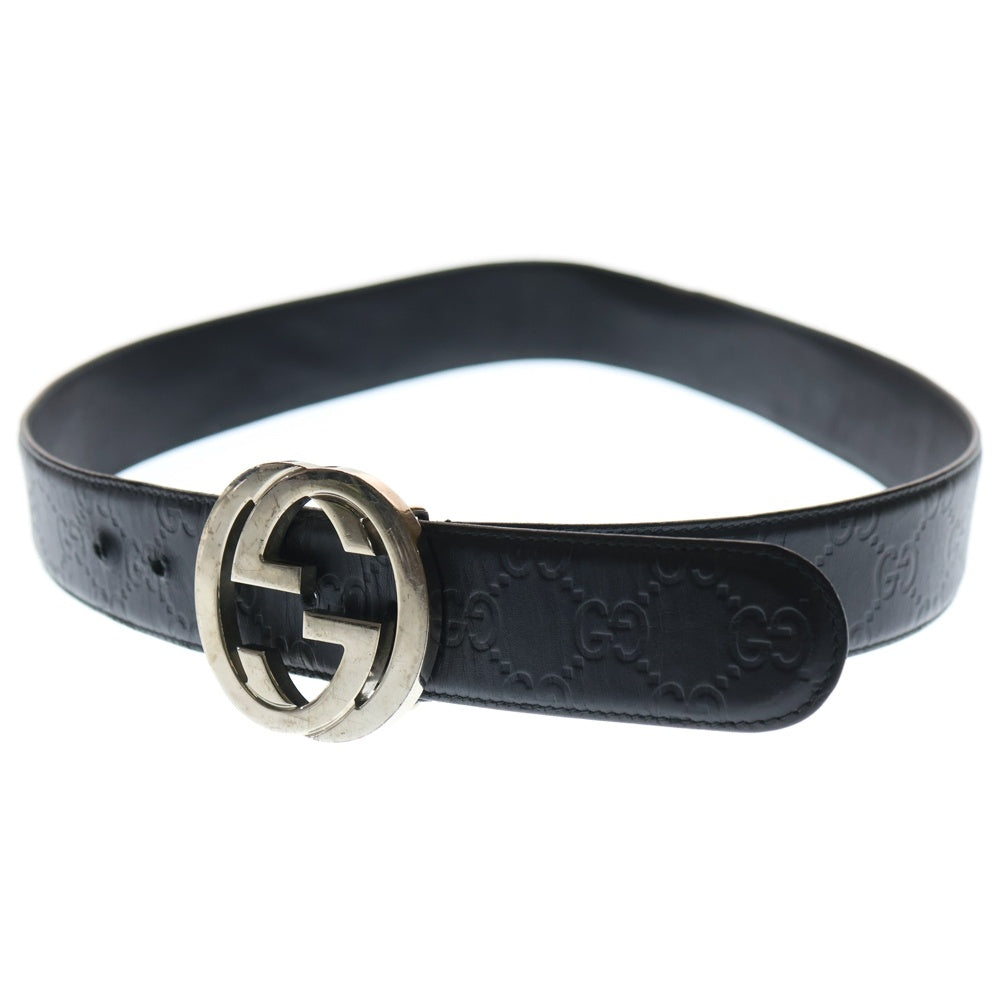 GUCCI(グッチ) インターロッキング ベルト ブラック レザー 411924