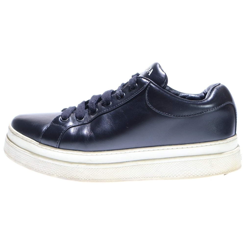 PRADA(プラダ) ロゴプリント レザー レースアップ ローカットシューズ スニーカー ブラック レディース 1E888L