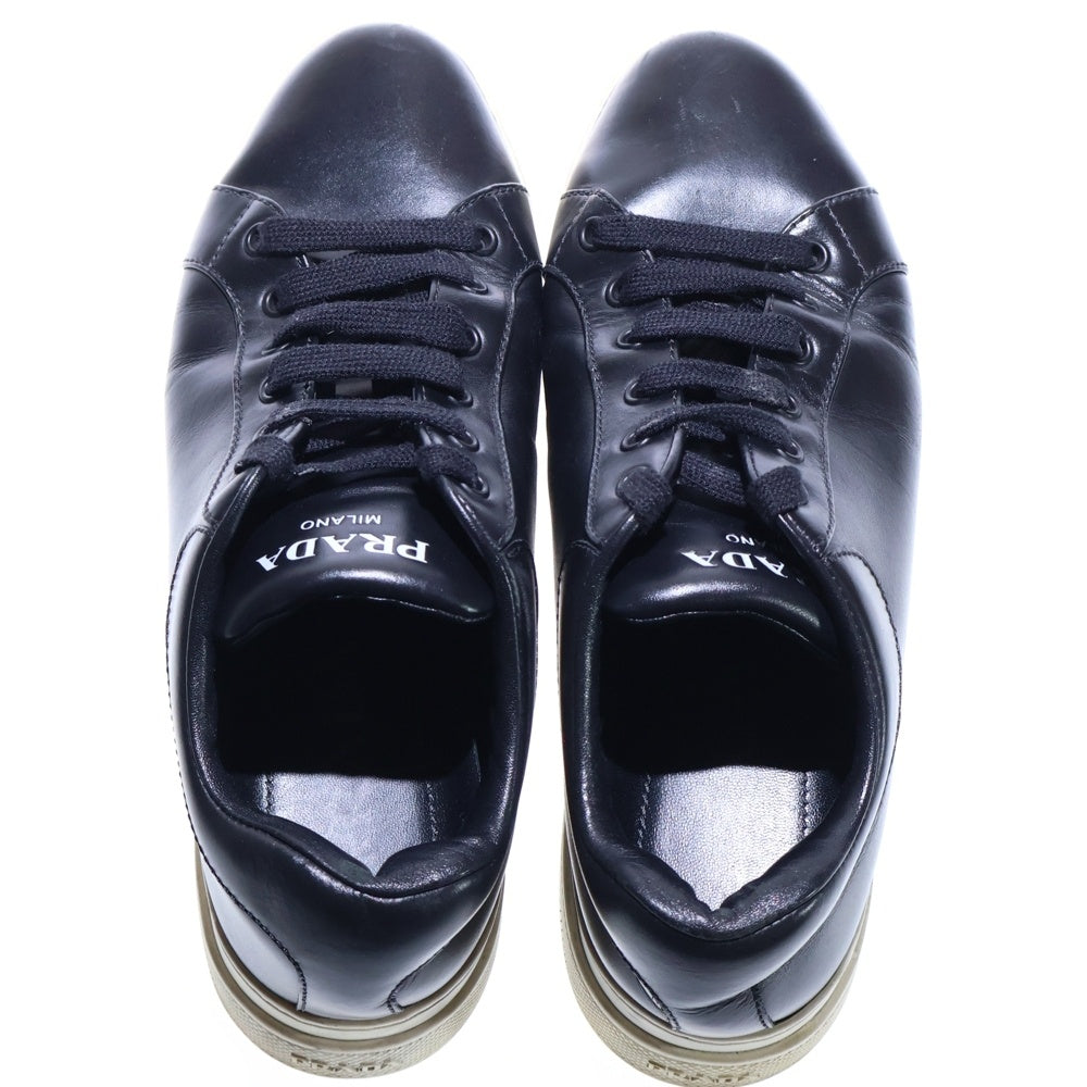 PRADA(プラダ) ロゴプリント レザー レースアップ ローカットシューズ スニーカー ブラック レディース 1E888L