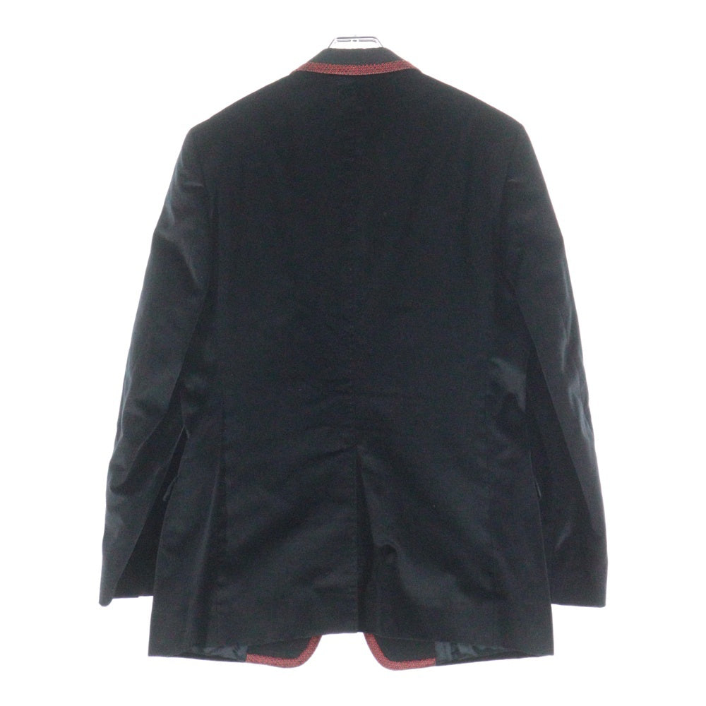 DOLCE & GABBANA(ドルチェアンドガッバーナ) ベロア ベルベット ナロー ピークドラペル 柄切り替え 1B テーラードジャケット ブラック/レッド RJ0483