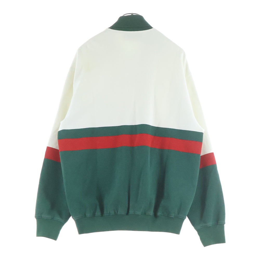 GUCCI(グッチ) GG ホースビットポケット シェリーライン ジップ スウェット ホワイト/グリーン 625402