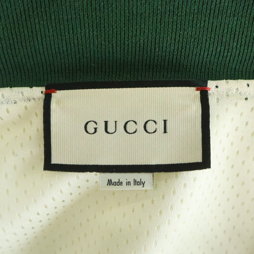 GUCCI(グッチ) GG ホースビットポケット シェリーライン ジップ スウェット ホワイト/グリーン 625402