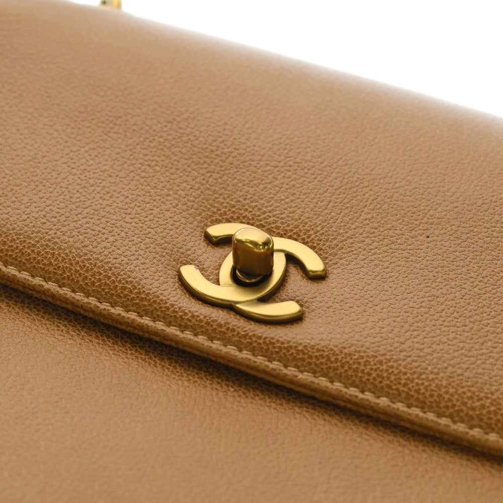 CHANEL(シャネル) ココマークターンロック ワンショルダーバッグ ハンドバッグ ブラウン キャビアスキン ゴールド金具 レディース