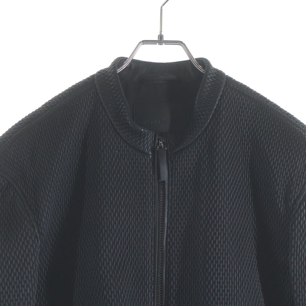 EMPORIO ARMANI(エンポリオアルマーニ) メッシュ切替ラムレザーレザージャケット ブラック 91B12P レディース