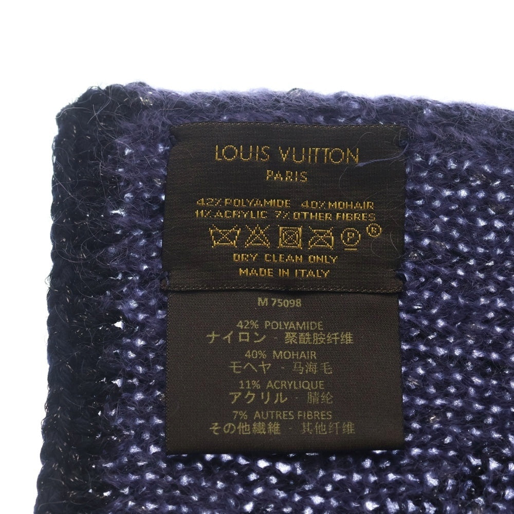 LOUIS VUITTON(ルイヴィトン) エシャルプ モノサンセット モヘア混 ニット マフラー ネイビー/パープル M75098