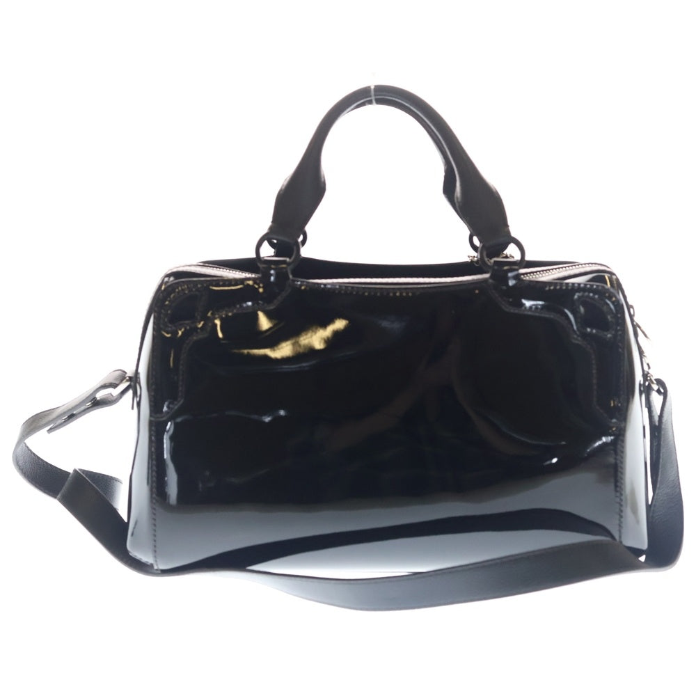 Cartier(カルティエ) マルチェロ パテント コンビレザー 2WAY ハンド ショルダーバッグ シルバー金具 ブラック レディース