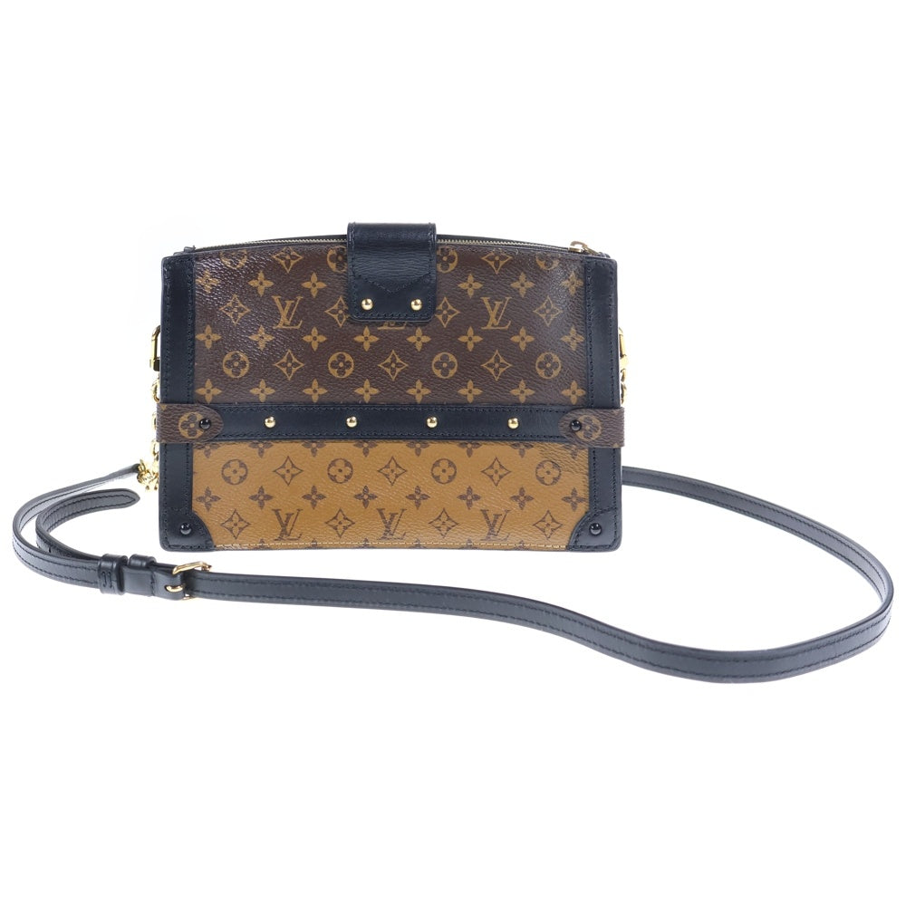 LOUIS VUITTON(ルイヴィトン) トランク クラッチ モノグラムリバース PVC レザー チェーンショルダーバッグ ゴールド金具 ブラウン M43596 レディース