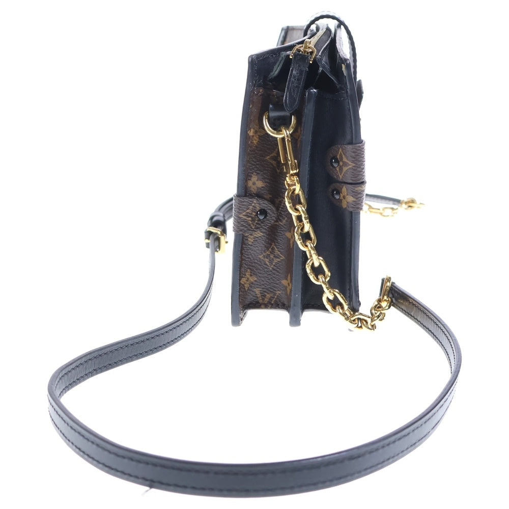 LOUIS VUITTON(ルイヴィトン) トランク クラッチ モノグラムリバース PVC レザー チェーンショルダーバッグ ゴールド金具 ブラウン M43596 レディース