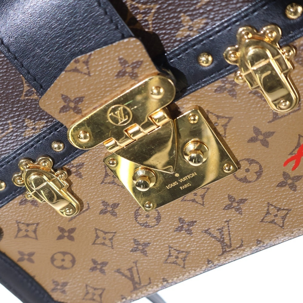 LOUIS VUITTON(ルイヴィトン) トランク クラッチ モノグラムリバース PVC レザー チェーンショルダーバッグ ゴールド金具 ブラウン M43596 レディース
