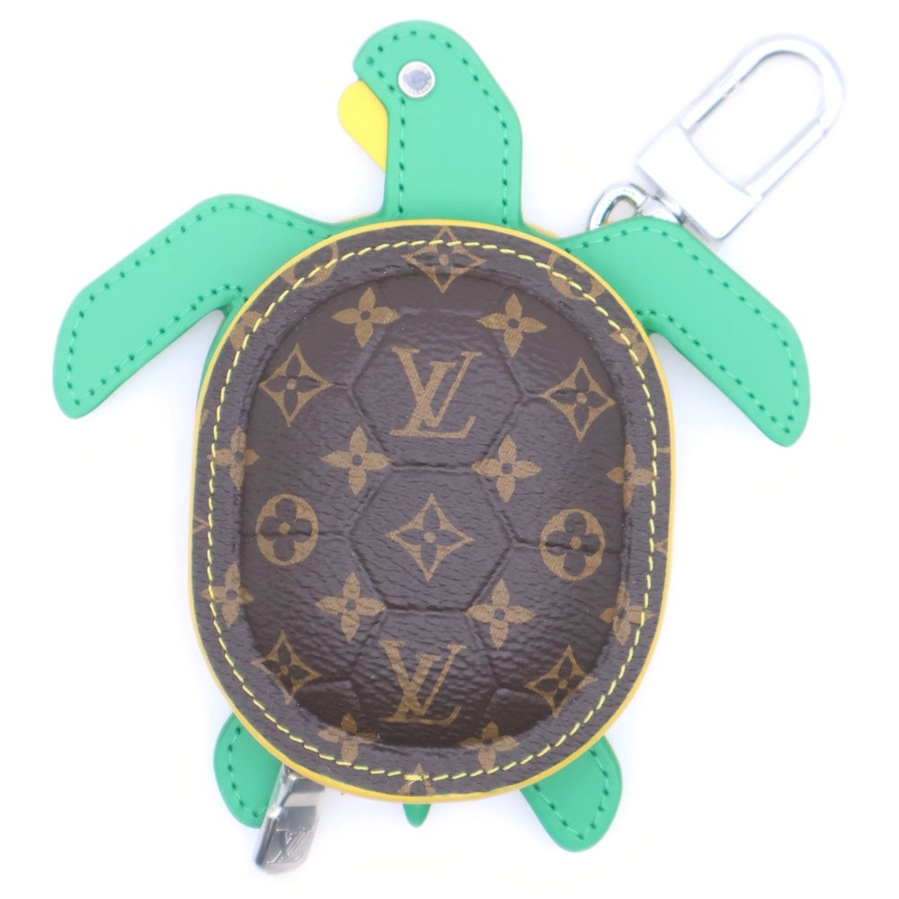 LOUIS VUITTON(ルイヴィトン) LVタートル キーホルダー バッグチャーム ポーチ 小物入れ キーリング キーホルダー ブラウン×グリーン M01471 シルバー金具 レディース