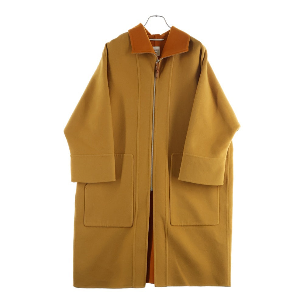 HERMES(エルメス) カシミヤ バイカラー ジップアップ コート オレンジ