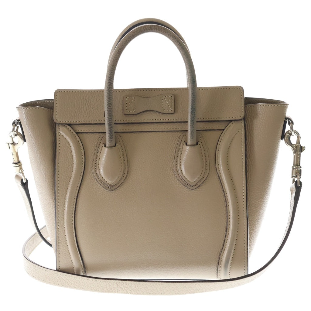 CELINE(セリーヌ) ラゲージ ナノ 2WAYバッグ ハンドバッグ ショルダーバッグ トートバッグ ベージュ レザー シルバー金具 レディース