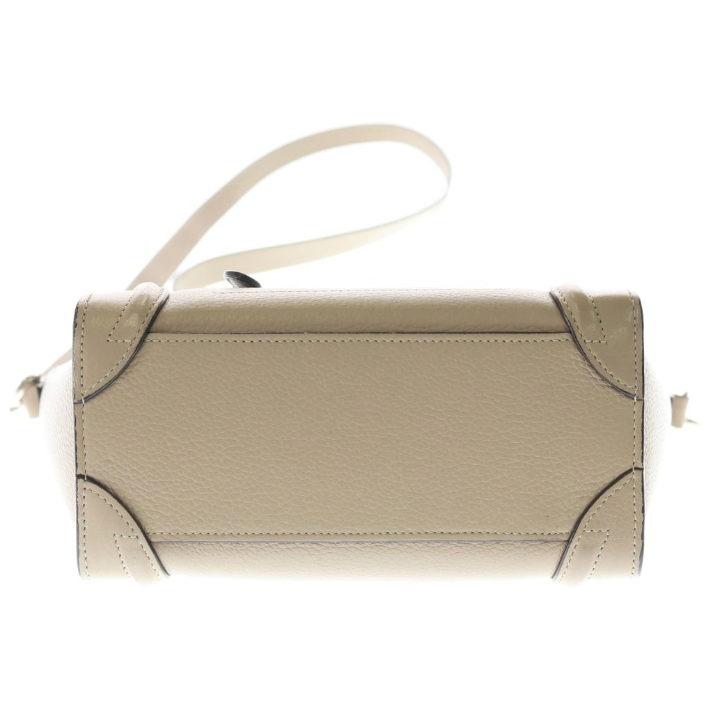 CELINE(セリーヌ) ラゲージ ナノ 2WAYバッグ ハンドバッグ ショルダーバッグ トートバッグ ベージュ レザー シルバー金具 レディース