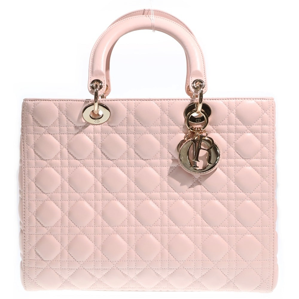 Christian Dior(クリスチャンディオール) レディディオール ラージ 2WAYバッグ ハンドバッグ トートバッグ ショルダーバッグ ベビーピンク レザー ゴールド金具