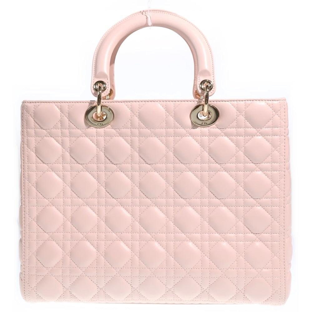 Christian Dior(クリスチャンディオール) レディディオール ラージ 2WAYバッグ ハンドバッグ トートバッグ ショルダーバッグ ベビーピンク レザー ゴールド金具 レディース