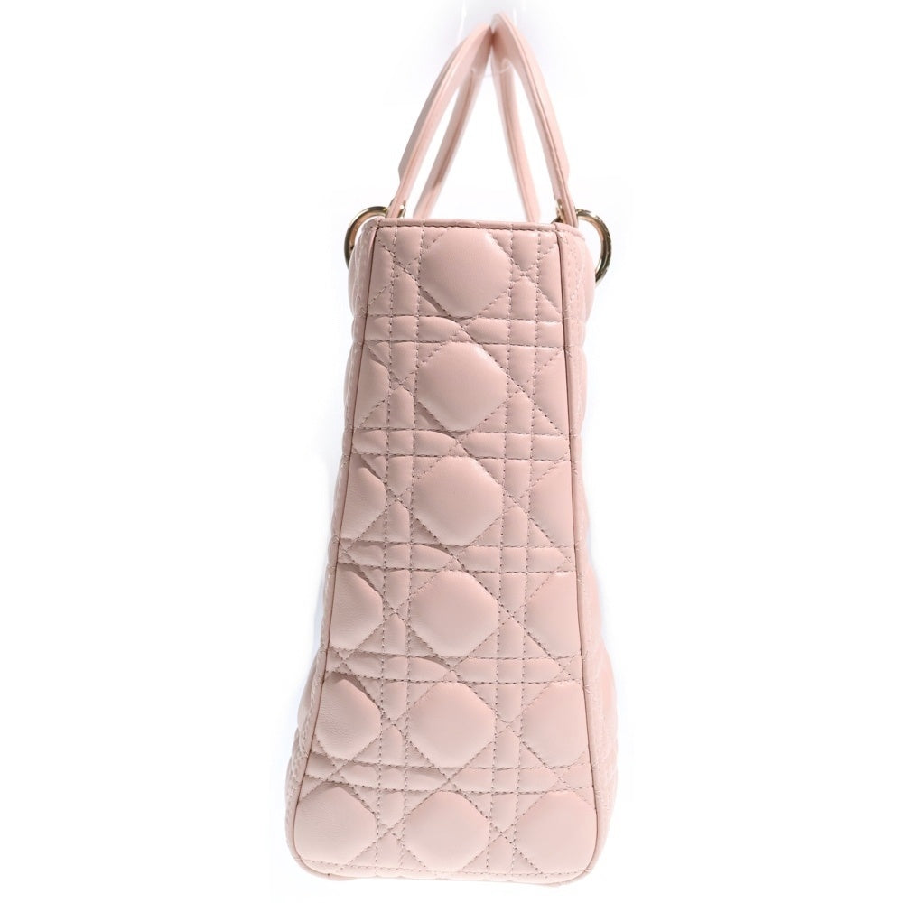 Christian Dior(クリスチャンディオール) レディディオール ラージ 2WAYバッグ ハンドバッグ トートバッグ ショルダーバッグ ベビーピンク レザー ゴールド金具 レディース