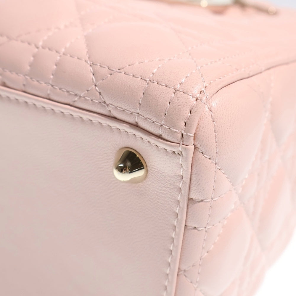 Christian Dior(クリスチャンディオール) レディディオール ラージ 2WAYバッグ ハンドバッグ トートバッグ ショルダーバッグ ベビーピンク レザー ゴールド金具 レディース