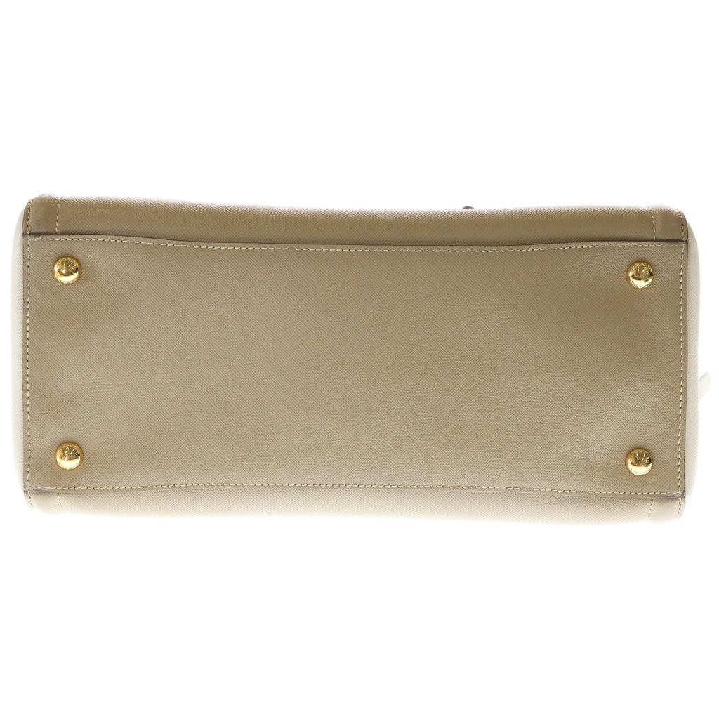 PRADA(プラダ) ガレリア 2WAYバッグ ハンドバッグ ショルダーバッグ ベージュ×アイボリー レザー 1BG007 ゴールド金具 レディース