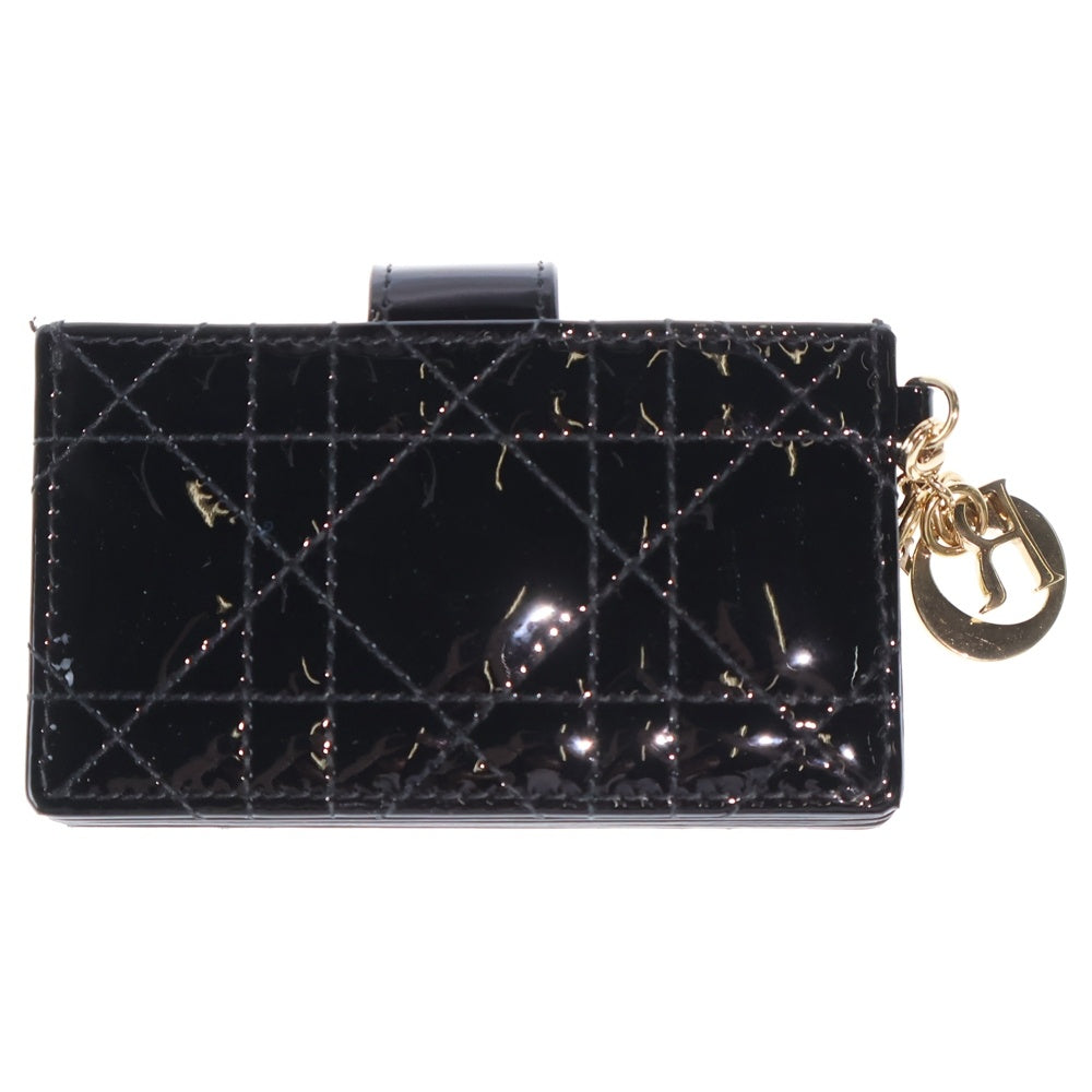 Christian Dior(クリスチャンディオール) カナージュ カードケース 名刺入れ ブラック パテント ゴールド金具