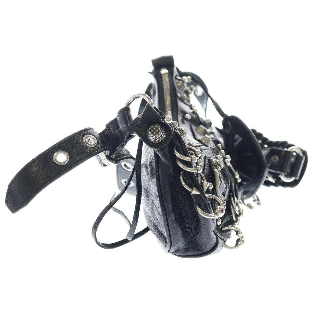 BALENCIAGA(バレンシアガ) ル・カゴールXS ピアス ショルダーバッグ ブラック レザー 671309 シルバー金具 レディース
