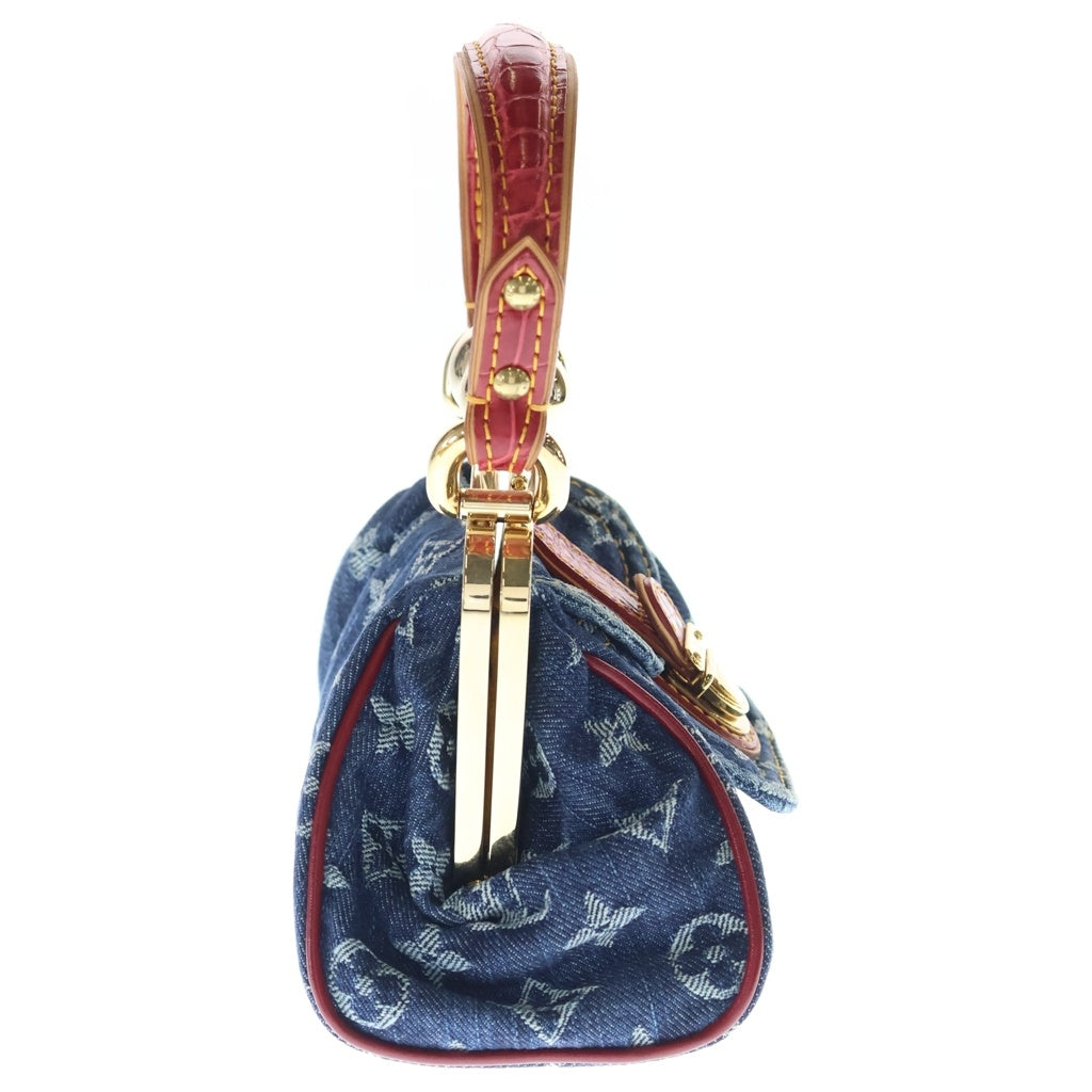 LOUIS VUITTON(ルイヴィトン) モノグラムデニム サックフェルモワール ハンドバッグ ミニバッグ インディゴブルー×レッド デニム×クロコ ゴールド金具