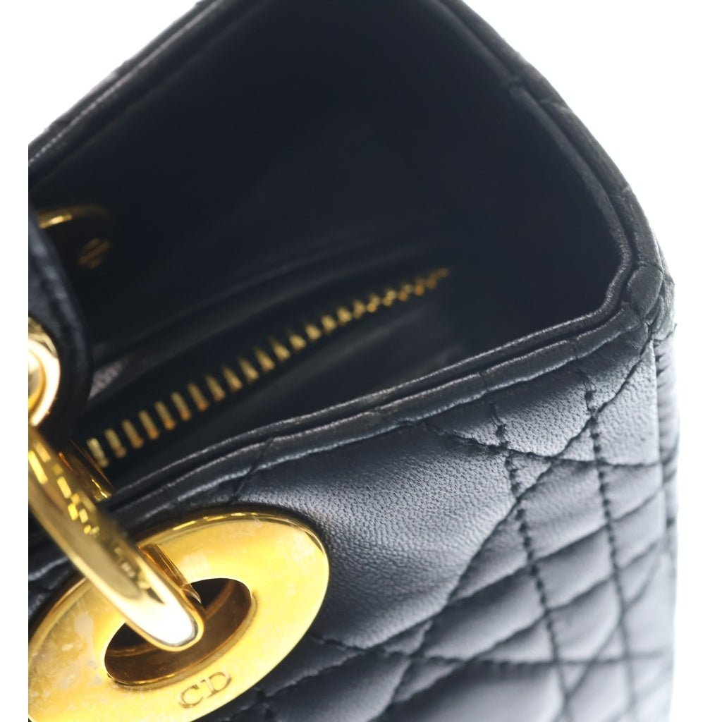 DIOR(ディオール) レディディオール ミディアム ハンドバッグ ブラック レザー ゴールド金具 レディース