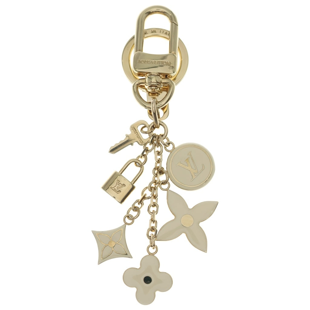LOUIS VUITTON(ルイヴィトン) ポルトクレパンピーユ バッグチャーム キーリング キーホルダー ホワイト×ゴールド M91927 レディース