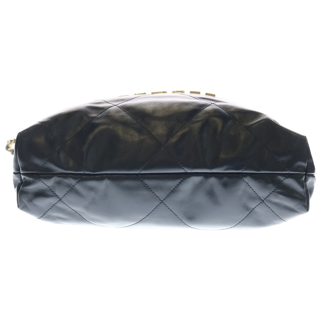 CHANEL(シャネル) シャネル22 スモール チェーンショルダーバッグ ブラック シャイニーカーフ ゴールド金具 レディース