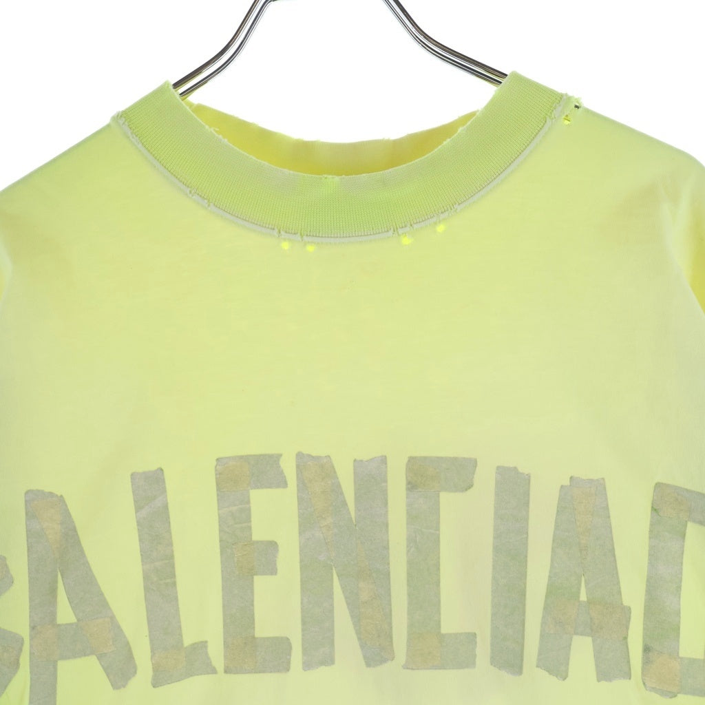 BALENCIAGA(バレンシアガ) 23SS Tape Type-Tshirt テープロゴ 半袖Tシャツ イエロー 739784 TOVA9