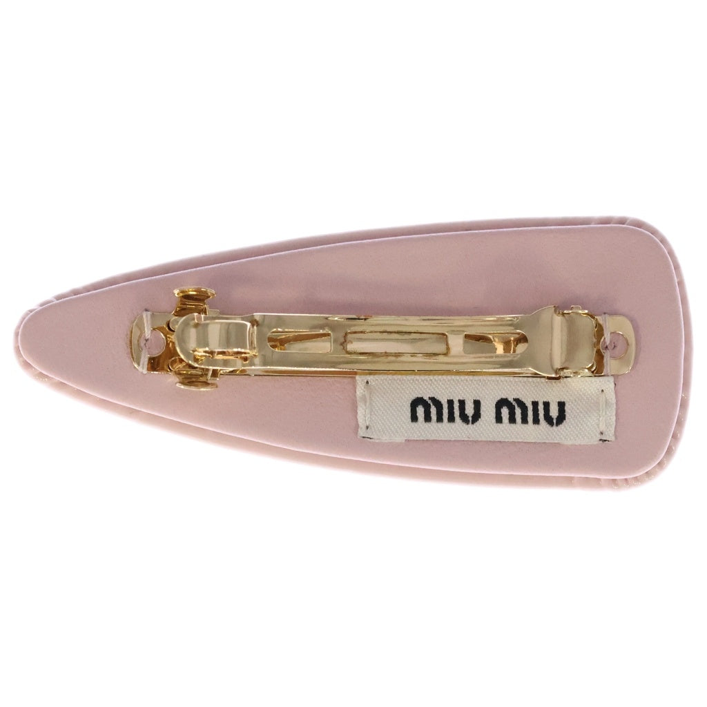 miumiu(ミュウミュウ) ロゴ ヘアクリップ バレッタ ピンク レザー
